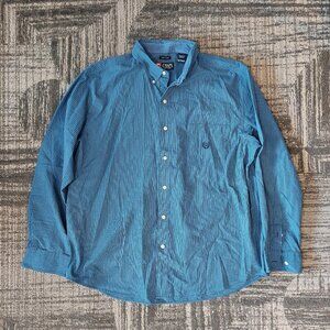 CHAPS BLUE PLAID LONG SLEEVE BUTTON UP - SIZE XXL EASY CARE